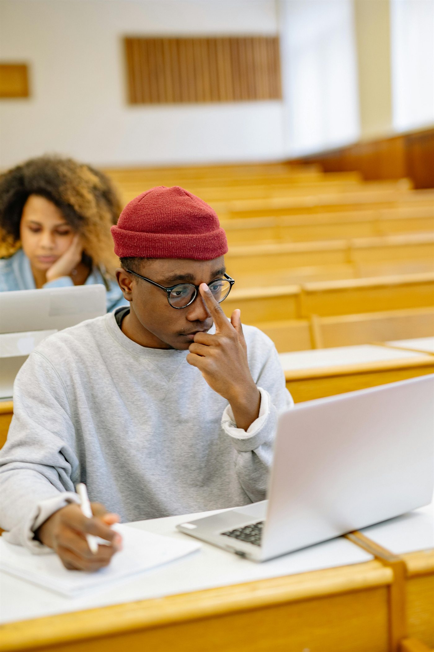 Student focusing during study session