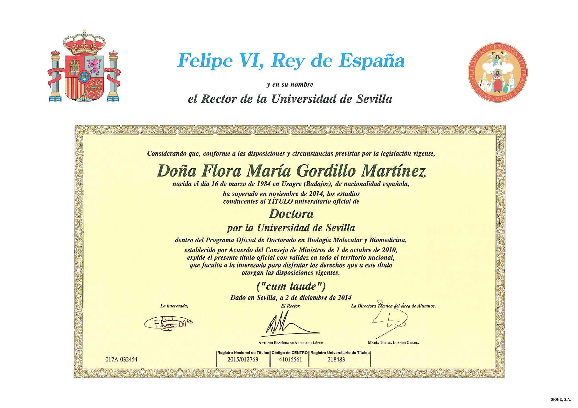 PhD en Biolog&iacute;a Molecular y Biomedicina